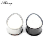 1pc Stainless Steel Water Drop Shell Ear Tunnels Plugs Gauges Piercing