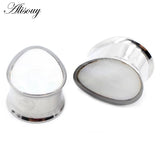 1pc Stainless Steel Water Drop Shell Ear Tunnels Plugs Gauges Piercing