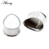 1pc Stainless Steel Water Drop Shell Ear Tunnels Plugs Gauges Piercing