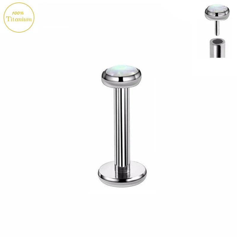 16G Titanium Opal Lip Nail Cartilage Nose Stud