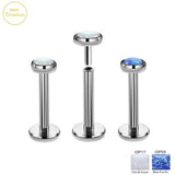 16G Titanium Opal Lip Nail Cartilage Nose Stud