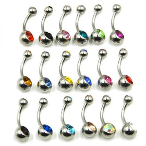 18pcs 14G Titanium Crystal Stone Belly Button Rings Navel Piercing Body Jewelry