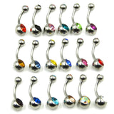 18pcs 14G Titanium Crystal Stone Belly Button Rings Navel Piercing Body Jewelry