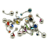 18pcs 14G Titanium Crystal Stone Belly Button Rings Navel Piercing Body Jewelry
