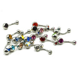 18pcs 14G Titanium Crystal Stone Belly Button Rings Navel Piercing Body Jewelry