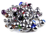 18pcs 14G Titanium Crystal Stone Belly Button Rings Navel Piercing Body Jewelry
