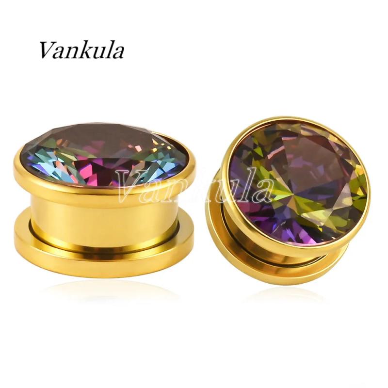Vankula Steel Ear Gauges Plug Tunnel Expander Earring Stretcher Rings