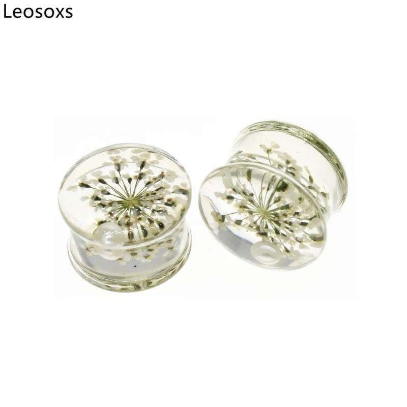 Leosoxs Flower Ear Plugs Tunnels Acrylic Earrings Gauges