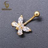 Clear Zircon Butterfly Belly Button Ring 16G 10mm Stainless Steel Navel Piercing