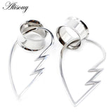 2PC Stainless Steel Heart Pendant Ear Plug Tunnel Gauges