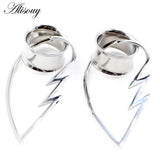 2PC Stainless Steel Heart Pendant Ear Plug Tunnel Gauges