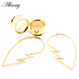 2PC Stainless Steel Heart Pendant Ear Plug Tunnel Gauges
