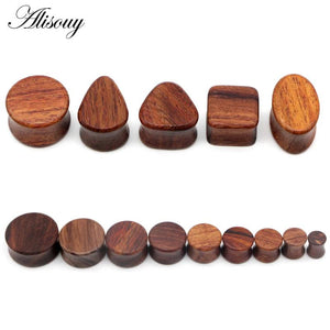 2pcs Wood Flesh Tunnels Ear Plugs Gauges Earrings Wooden Ear Expander