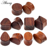 2pcs Wood Flesh Tunnels Ear Plugs Gauges Earrings Wooden Ear Expander