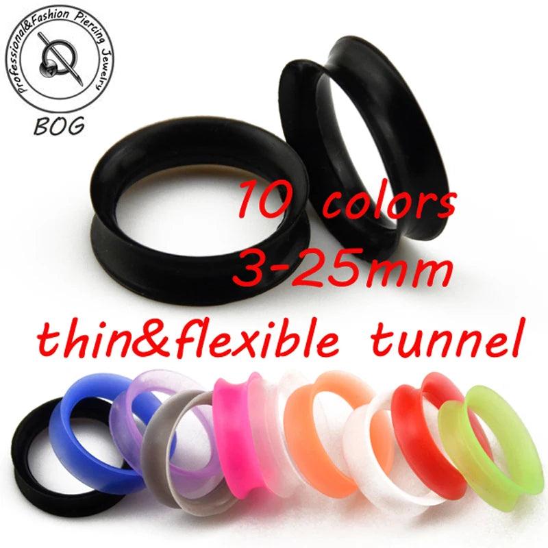 10 Pairs Silicone Flexible Double Flared Ear Plugs Ear Gauge Expander