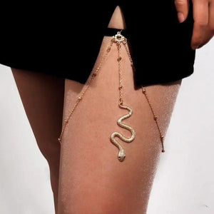 Women's Punk Thigh Chain Elastic Tassel Drill Multi-Layer