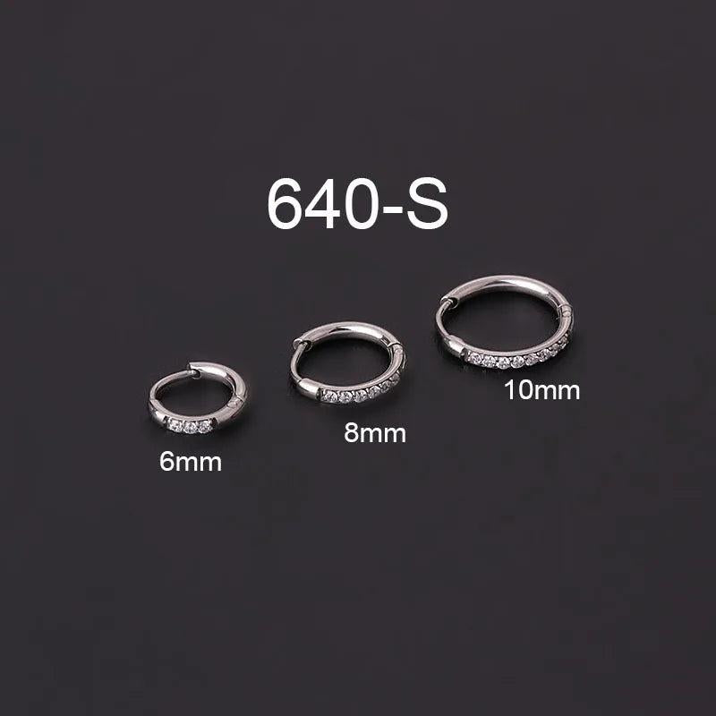 316L Surgical Steel Conch Earrings Hinged Hoop Zircon Ear Clip