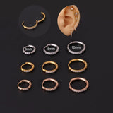 316L Surgical Steel Conch Earrings Hinged Hoop Zircon Ear Clip