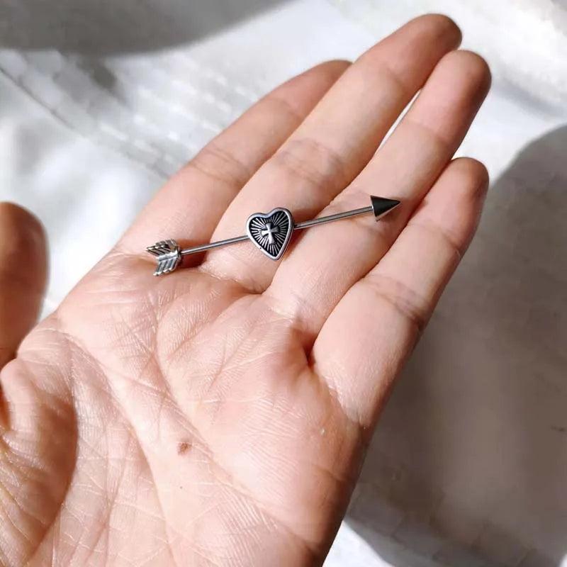 1PC Stainless Steel Industrial Piercing Arrow Cross 16G