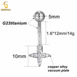 Zircon Cross Star Belly Button Rings 14G Titanium Barbell