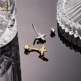 Zircon Cross Star Belly Button Rings 14G Titanium Barbell