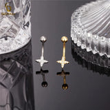 Zircon Cross Star Belly Button Rings 14G Titanium Barbell