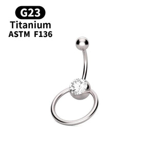 G23 Titanium 14G Double CZ Belly Ring Surgical Steel Navel Piercing