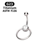 G23 Titanium 14G Double CZ Belly Ring Surgical Steel Navel Piercing
