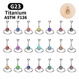 G23 Titanium 14G Double CZ Belly Ring Surgical Steel Navel Piercing