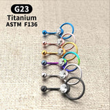 G23 Titanium 14G Double CZ Belly Ring Surgical Steel Navel Piercing
