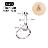 G23 Titanium 14G Double CZ Belly Ring Surgical Steel Navel Piercing