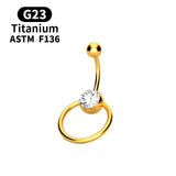 G23 Titanium 14G Double CZ Belly Ring Surgical Steel Navel Piercing
