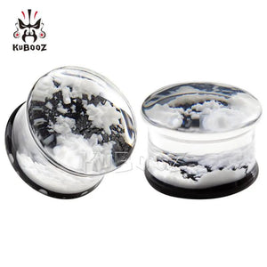 Yellow Snowflake Acrylic Ear Gauges Tunnels 2PCS