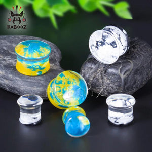 Yellow Snowflake Acrylic Ear Gauges Tunnels 2PCS