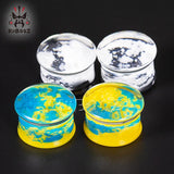 Yellow Snowflake Acrylic Ear Gauges Tunnels 2PCS