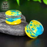 Yellow Snowflake Acrylic Ear Gauges Tunnels 2PCS