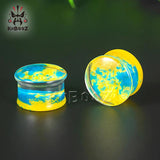 Yellow Snowflake Acrylic Ear Gauges Tunnels 2PCS