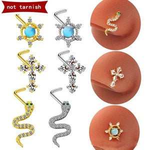 Stainless Steel Snake Nose Studs Nose Bone Piercing Stud 20g CZ Nose Rings