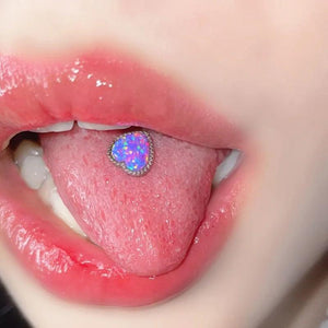 Titanium Steel Colorful Heart Tongue Nails Piercing Body Studs