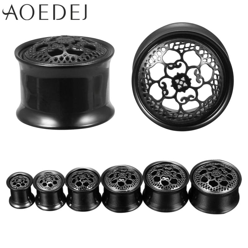 Stainless Steel Flower Ear Tunnel Plug Stretcher Piercing 8-18mm