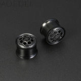 Stainless Steel Flower Ear Tunnel Plug Stretcher Piercing 8-18mm