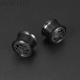 Stainless Steel Flower Ear Tunnel Plug Stretcher Piercing 8-18mm
