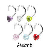 6pc Clear Zirconia Crystal Nose Screw Piercing 20g