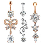 3pcs CZ Belly Button Rings Dangled Piercing