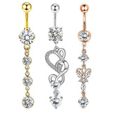 3pcs CZ Belly Button Rings Dangled Piercing