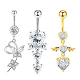 3pcs CZ Belly Button Rings Dangled Piercing