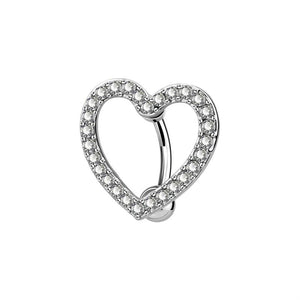Heart Belly Button Rings Pave CZ Crystal Top Down Reverse Belly Bar 14G
