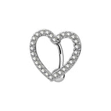 Heart Belly Button Rings Pave CZ Crystal Top Down Reverse Belly Bar 14G