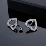 Heart Belly Button Rings Pave CZ Crystal Top Down Reverse Belly Bar 14G