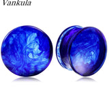 Vankula 2PCS Glass Ear Body Jewelry Expanders Piercing Tunnels Plugs